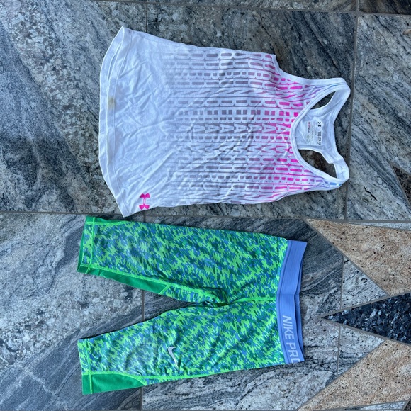 Under armor tank top and Nike capri . Both a SIZE : YXS - Picture 1 of 2